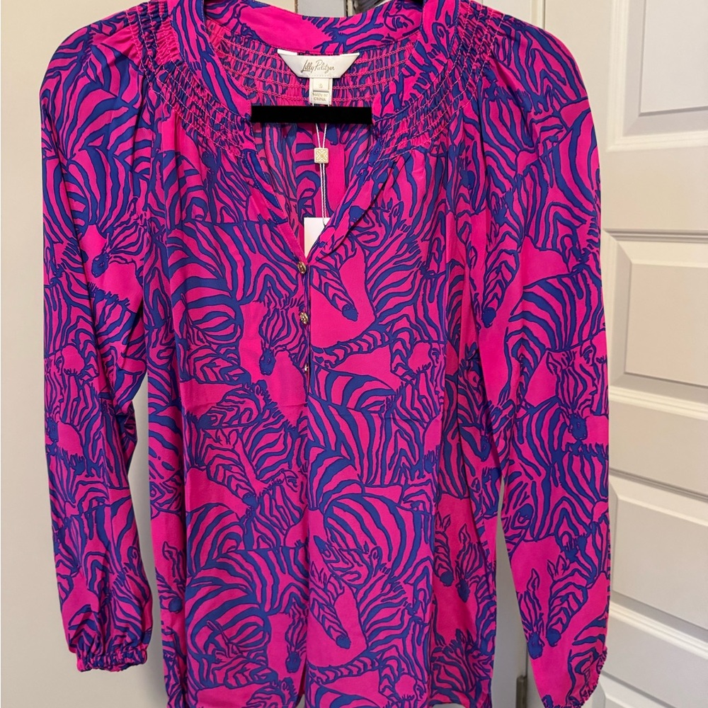 Lilly Pulitzer Elsa Zebra Print Blouse - Picture 1 of 6